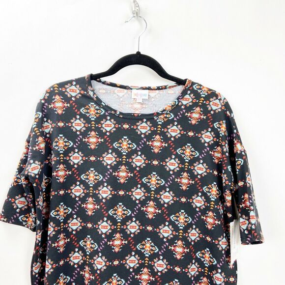 Lularoe XXS NWT Womens Unicorn Irma Black Aztec Print Tunic Top - Picture 2 of 7